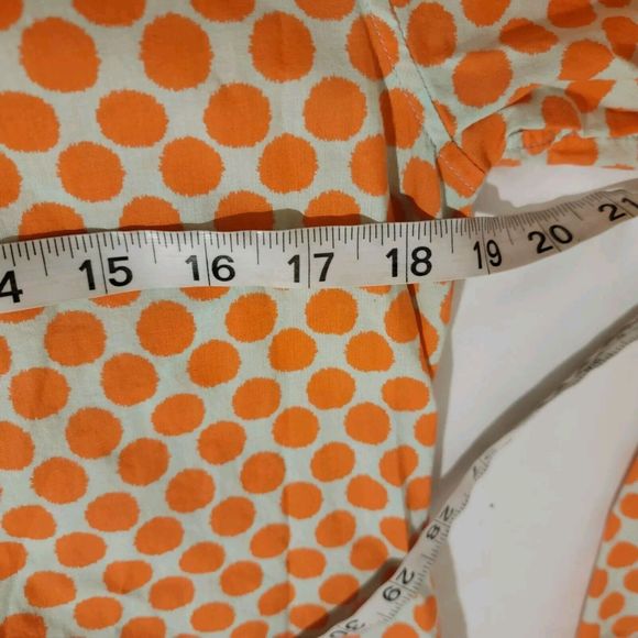 Fossil Womens Top Size Medium M Orange Green Polka Dot Band Coolar Twee - Picture 5 of 6